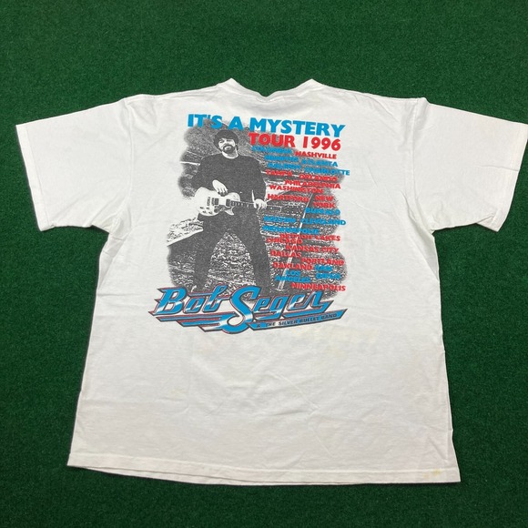 Vintage Bob Seger Shirt Mens L White 1996 Tour It's A Mystery Band Concert 90s - Picture 6 of 13